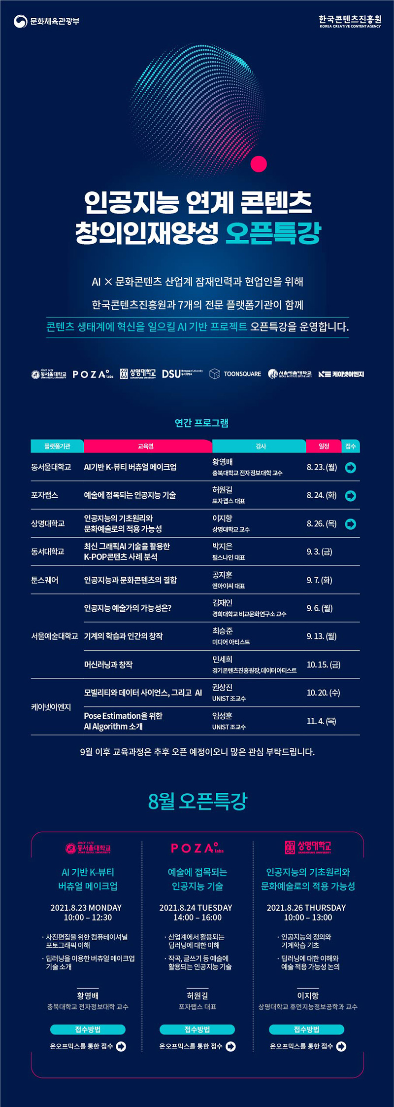 2021년 인공지능 연계 콘텐츠 창의인재양성 오픈특강