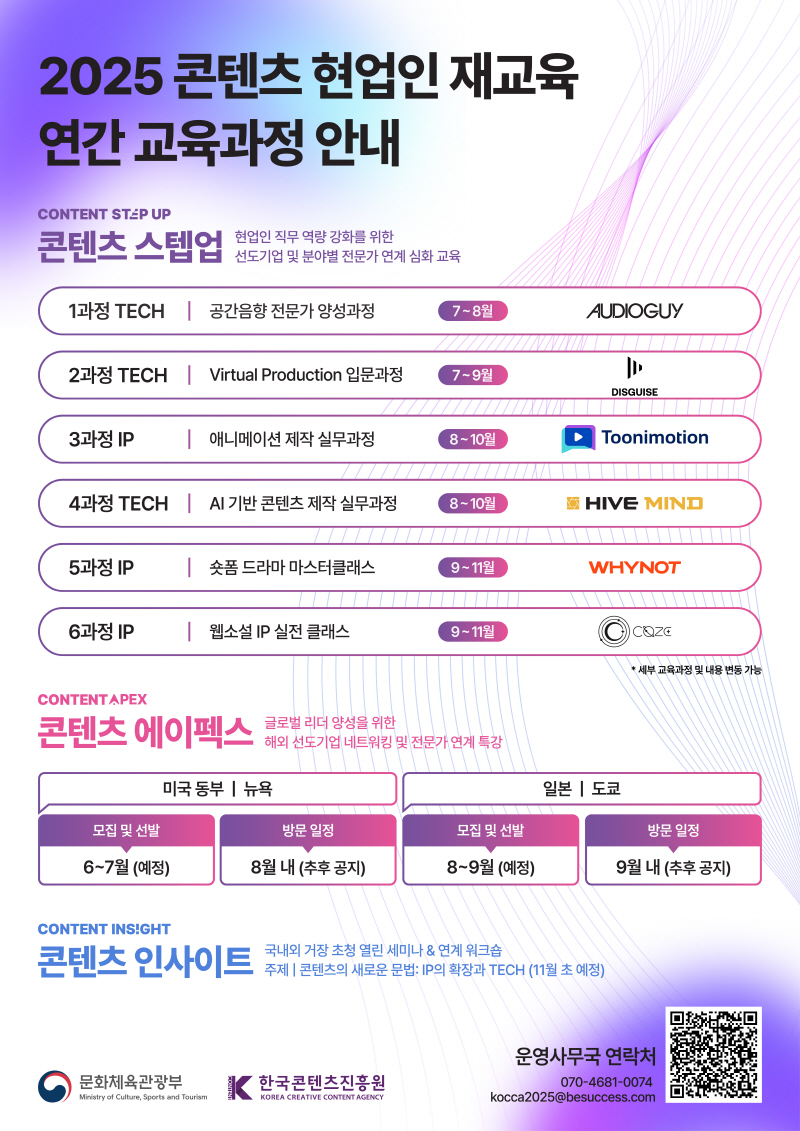 「2025년 콘텐츠 현업인 재교육」 연간 교육과정 안내 