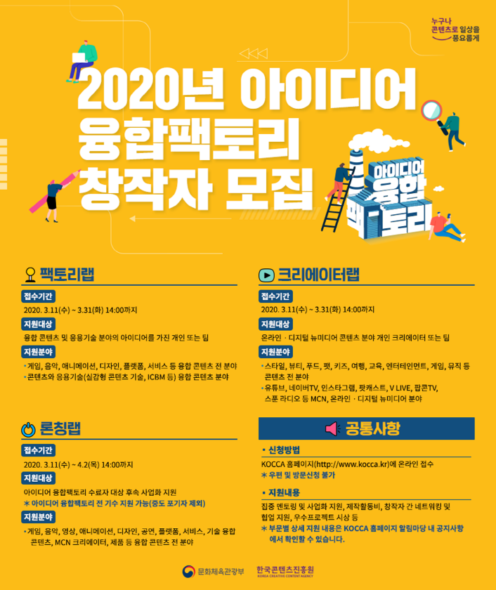 붙임. 2020년 아이디어 융합팩토리 창작자 모집 포스터