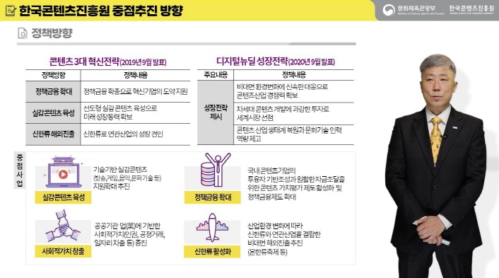 사진 3. 기획조정실 엄윤상 실장_2021년 한국콘텐츠진흥원 중점정책 추진 방향