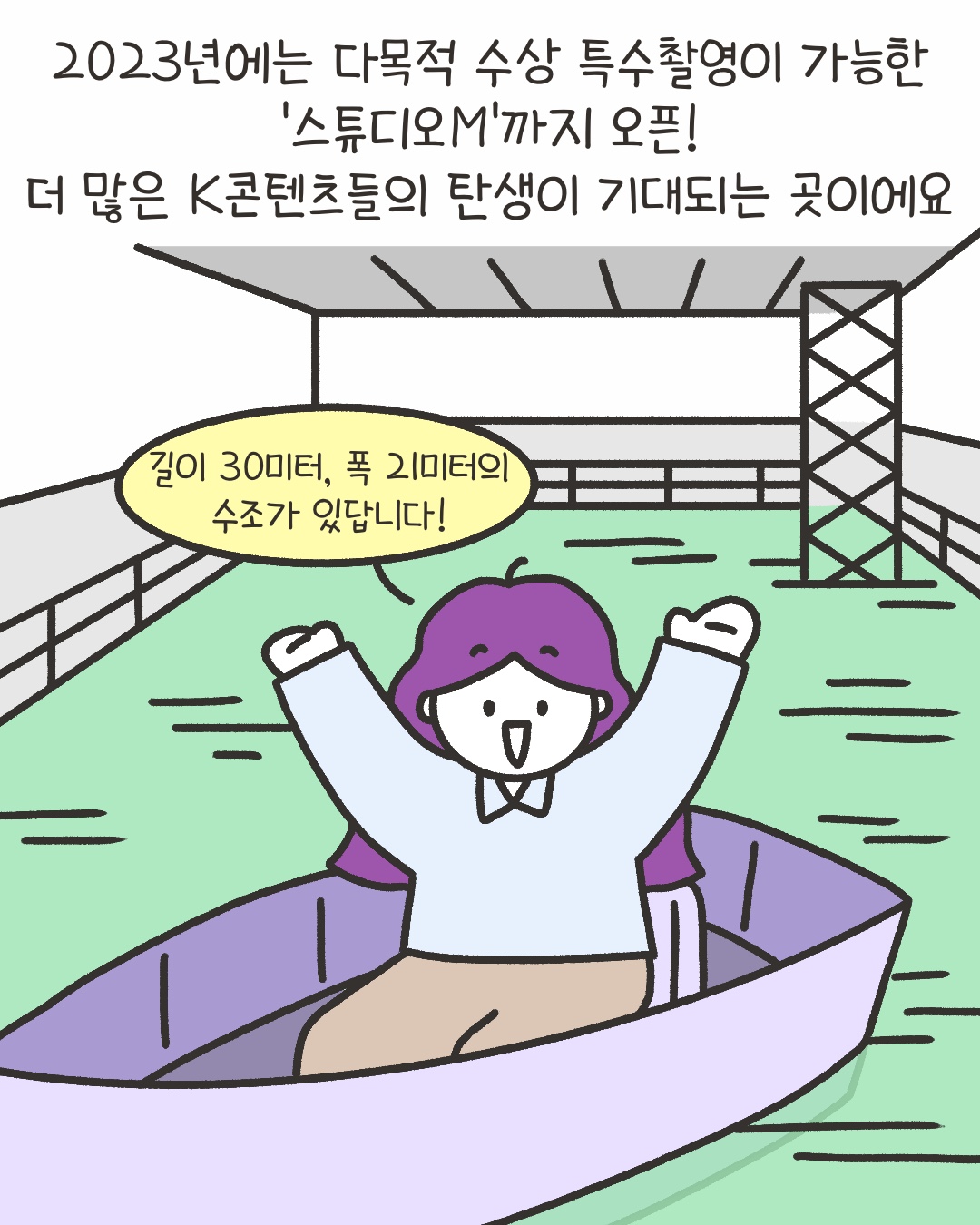 2023년에는 다목적 수상 특수촬영이 가능한 ‘스튜디오M’까지 오픈! 더 많은 K콘텐츠들의 탄생이 기대되는 곳이에요
