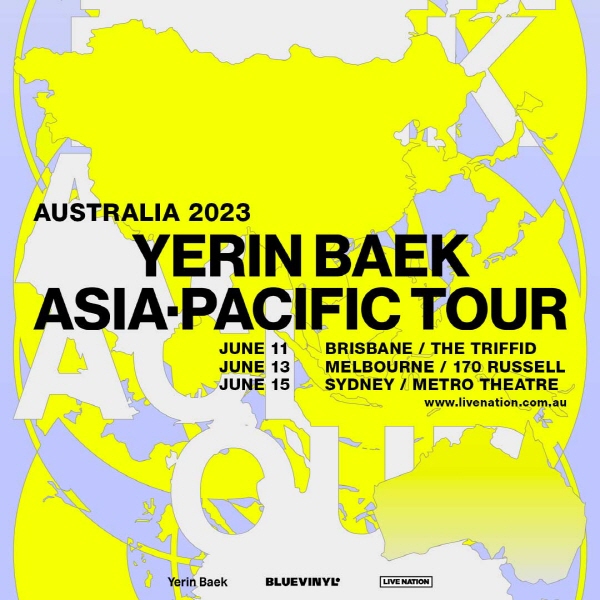 백예린의 '아시아-퍼시픽 투어' 홍보 포스터 - 출처: Live Nation Australia 페이스북 계정/블루바이닐