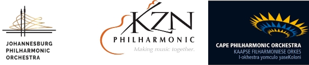 좌측부터 요하네스버그, 콰줄루나탈, 케이프 필하모닉 오케스트라 로고 - 출처: 남아공 각 지역 필하모닉 홈페이지