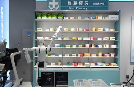 스마트 약국, 약을 집는 로봇의 모습 - 출처: 바이두(百度)