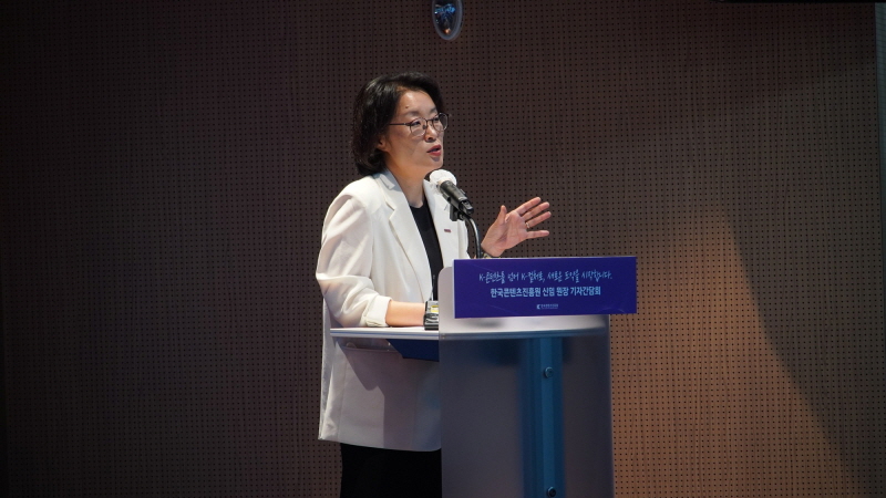 사진1. 한국콘텐츠진흥원 기관장 미디어 간담회 현장사진 (1) 김윤지 원장
        